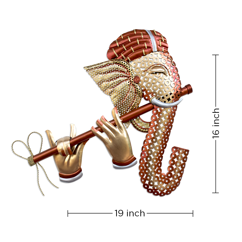 The Bombay Craft House™ Bansuri Ganesha Metal Wiser Wall Art For Home Decor.