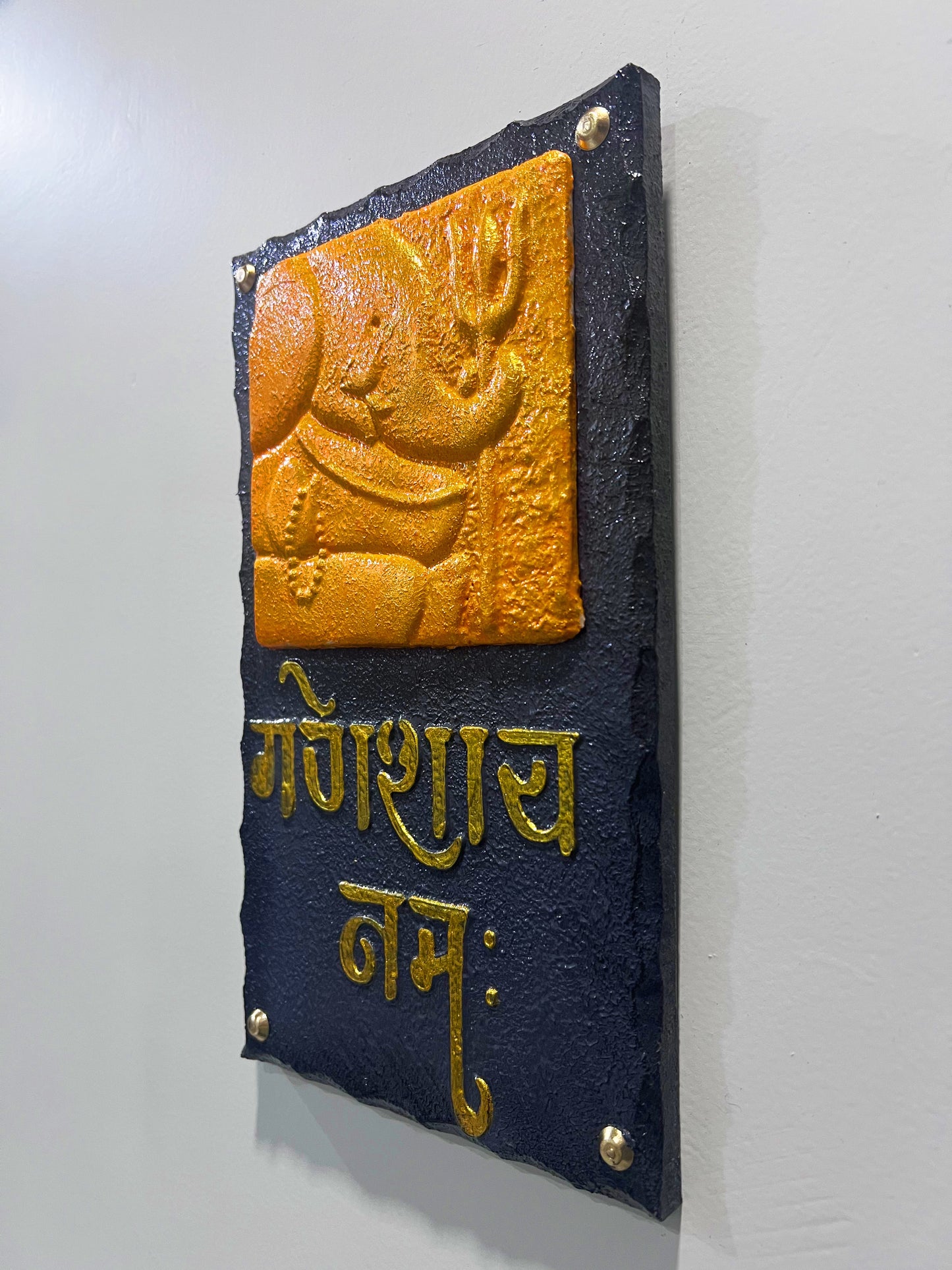 The Bombay Craft House™ Lord Ganesha 3D Mural Wall-Art with Texture Mantra For Home Decor.