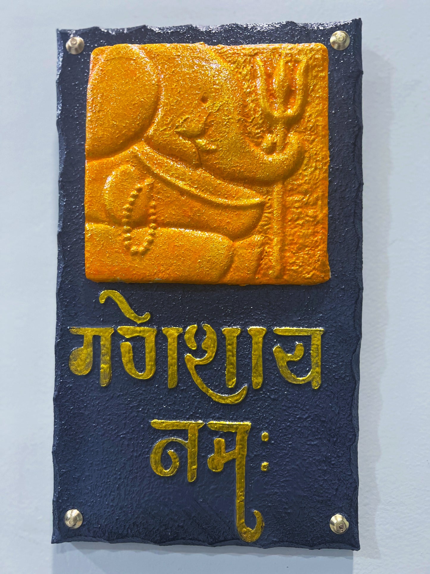 The Bombay Craft House™ Lord Ganesha 3D Mural Wall-Art with Texture Mantra For Home Decor.
