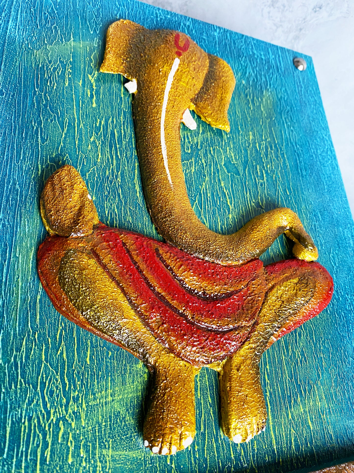 The Bombay Craft House™ Lord Ganesha 3D Mural Wall-Art with Texture Mantra For Home Decor.