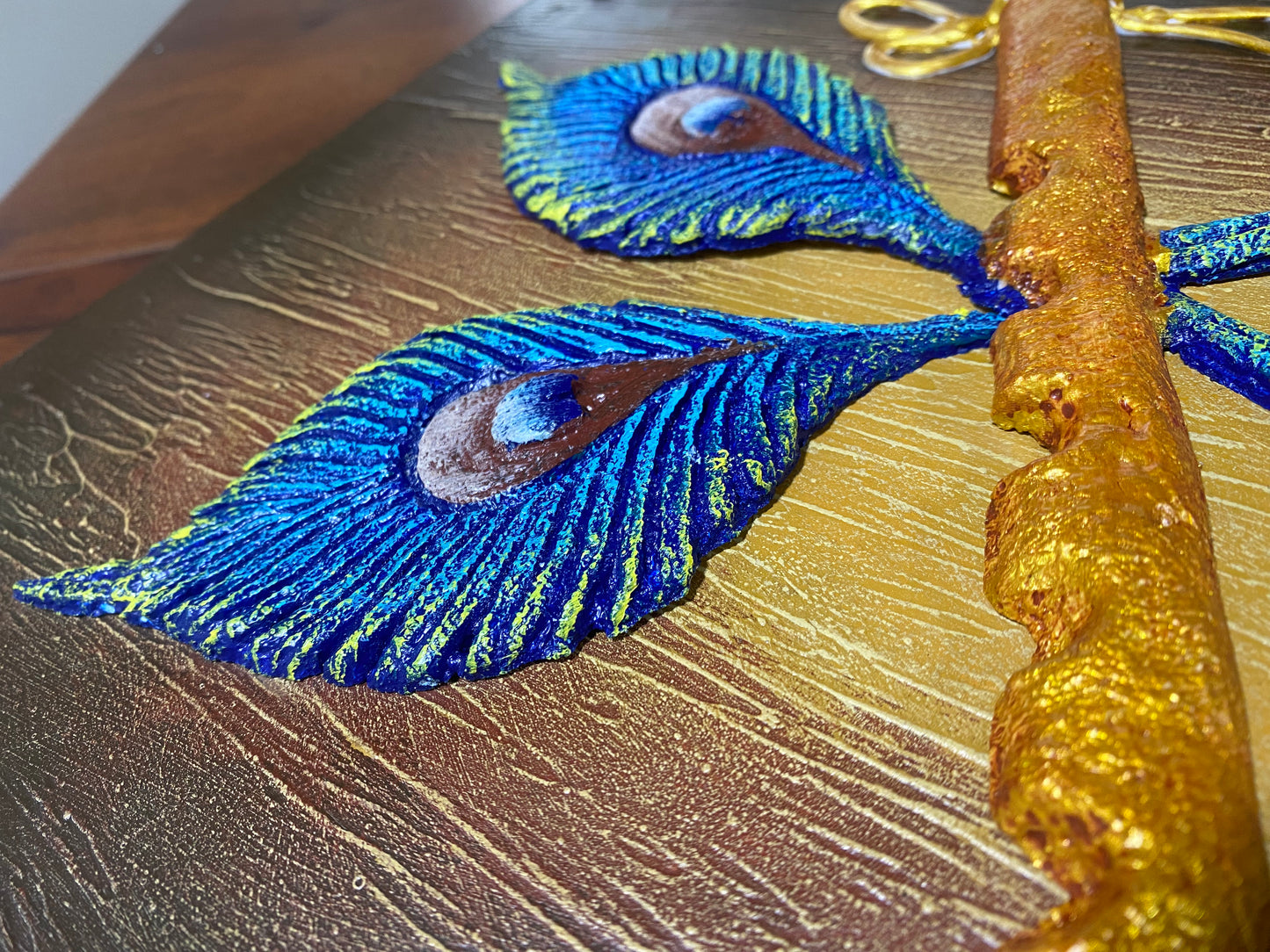 The Bombay Craft House™ Lord Krishna Bansuri 3D Mural Wall-Art with Texture Mantra For Home Decor.