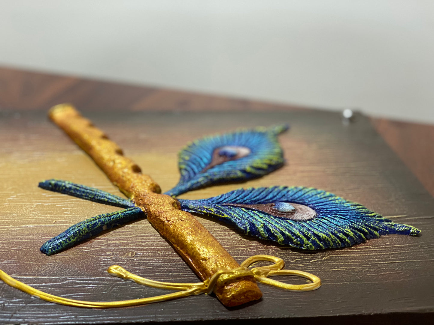 The Bombay Craft House™ Lord Krishna Bansuri 3D Mural Wall-Art with Texture Mantra For Home Decor.