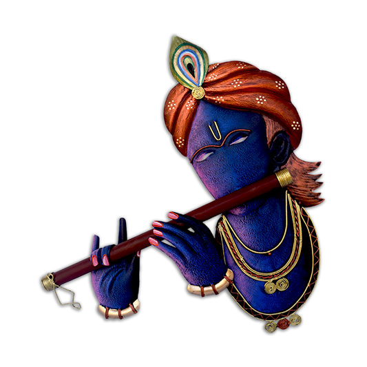 The Bombay Craft House™ Bansuri Krishna Metal Wall Art, Multicolour, Wall Hanging For Home Decor.