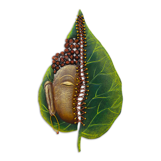 The Bombay Craft House™ Leaf Buddha Metal Wall Art For Home Decor.