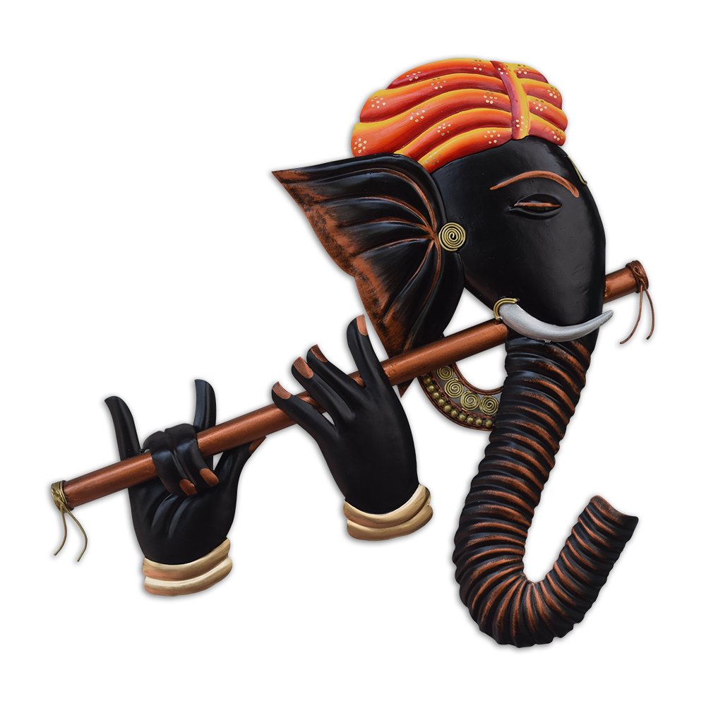 The Bombay Craft House™ Bansuri Ganesha Metal Wall Art For Home Decor.