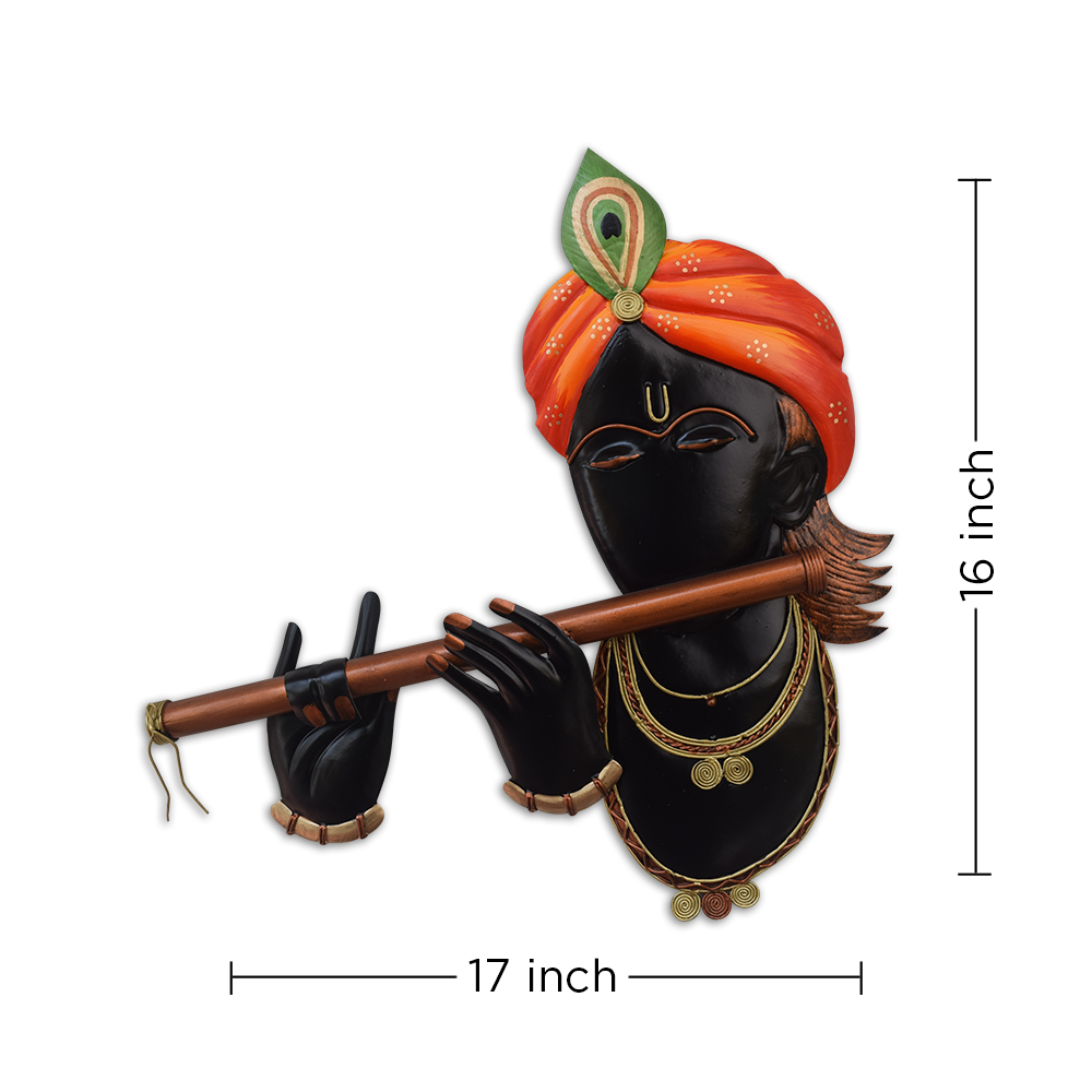 The Bombay Craft House™ Bansuri Krishna Metal Wall Art For Home Decor.