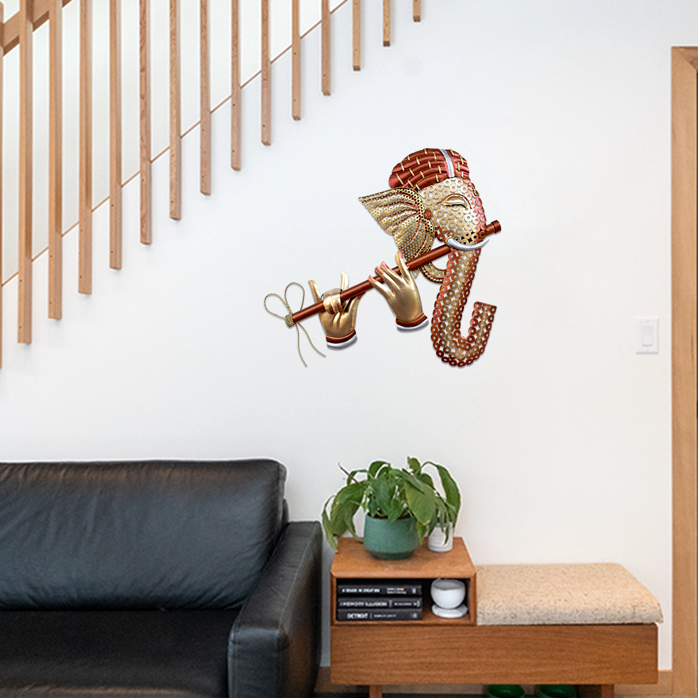 The Bombay Craft House™ Bansuri Ganesha Metal Wiser Wall Art For Home Decor.