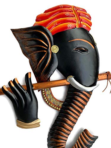 The Bombay Craft House™ Bansuri Ganesha Metal Wall Art For Home Decor.