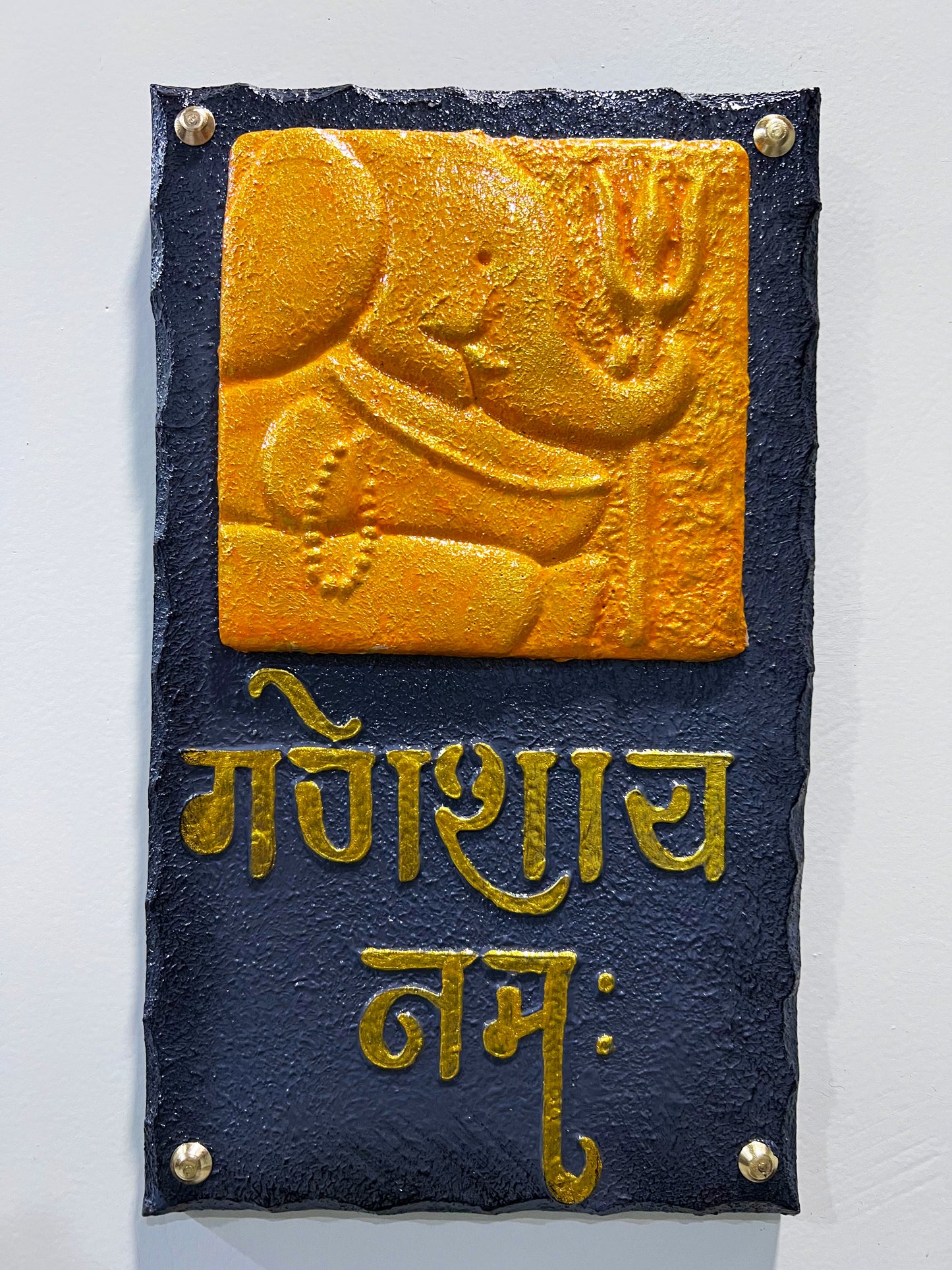 The Bombay Craft House™ Lord Ganesha 3D Mural Wall-Art with Texture Mantra For Home Decor.