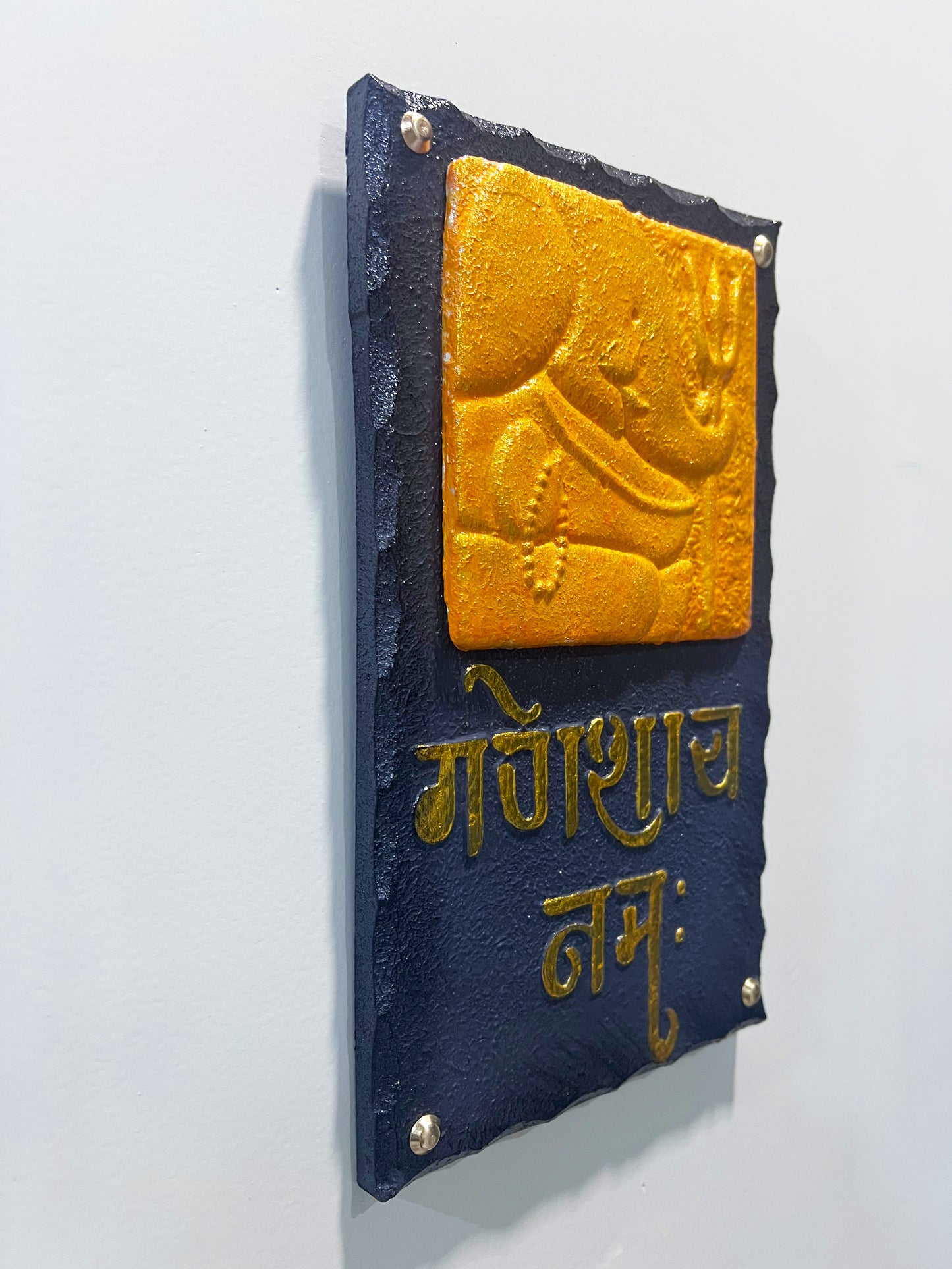 The Bombay Craft House™ Lord Ganesha 3D Mural Wall-Art with Texture Mantra For Home Decor.