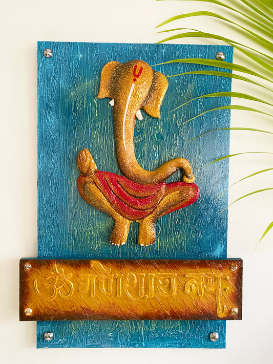The Bombay Craft House™ Lord Ganesha 3D Mural Wall-Art with Texture Mantra For Home Decor.