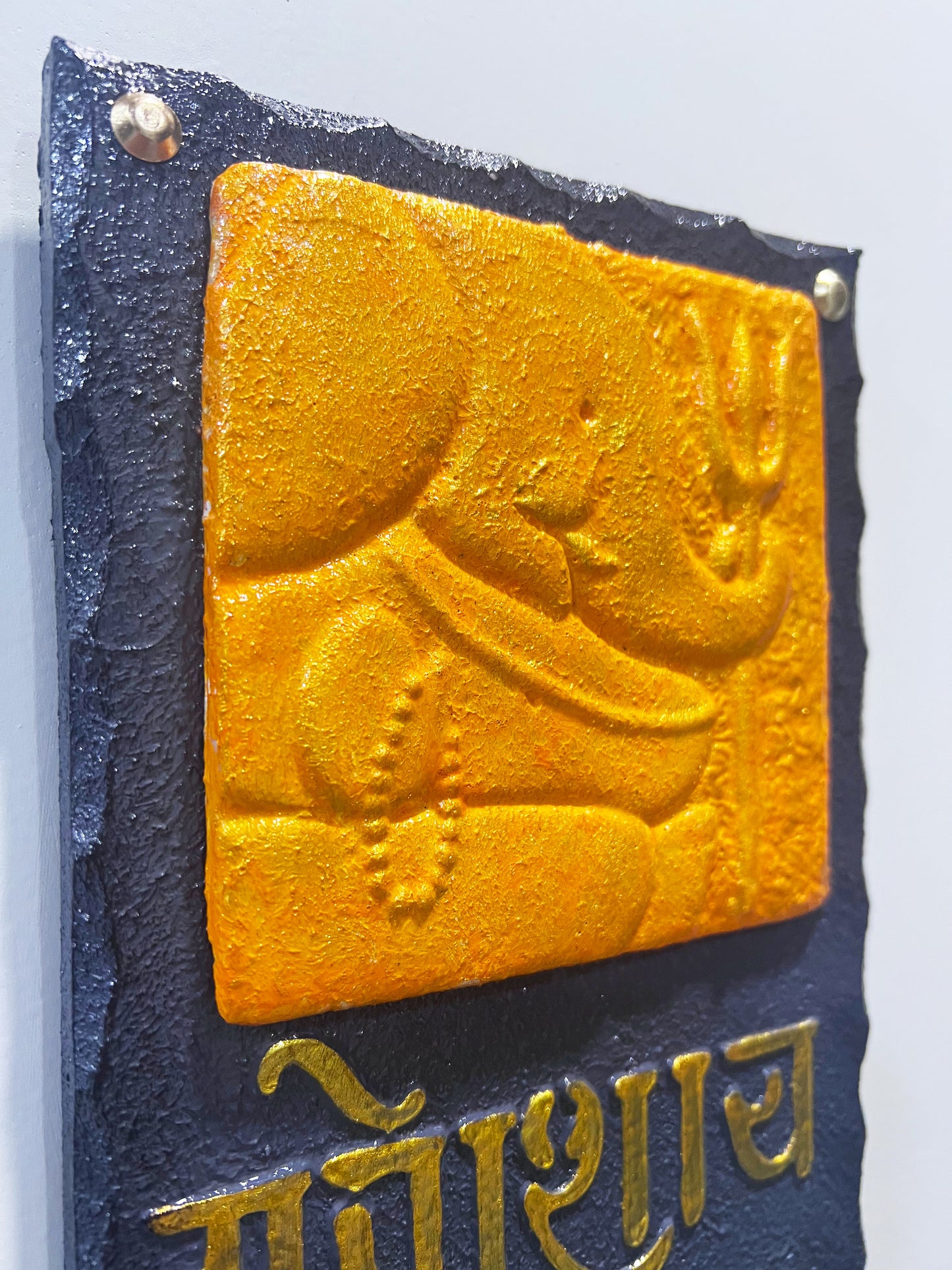 The Bombay Craft House™ Lord Ganesha 3D Mural Wall-Art with Texture Mantra For Home Decor.