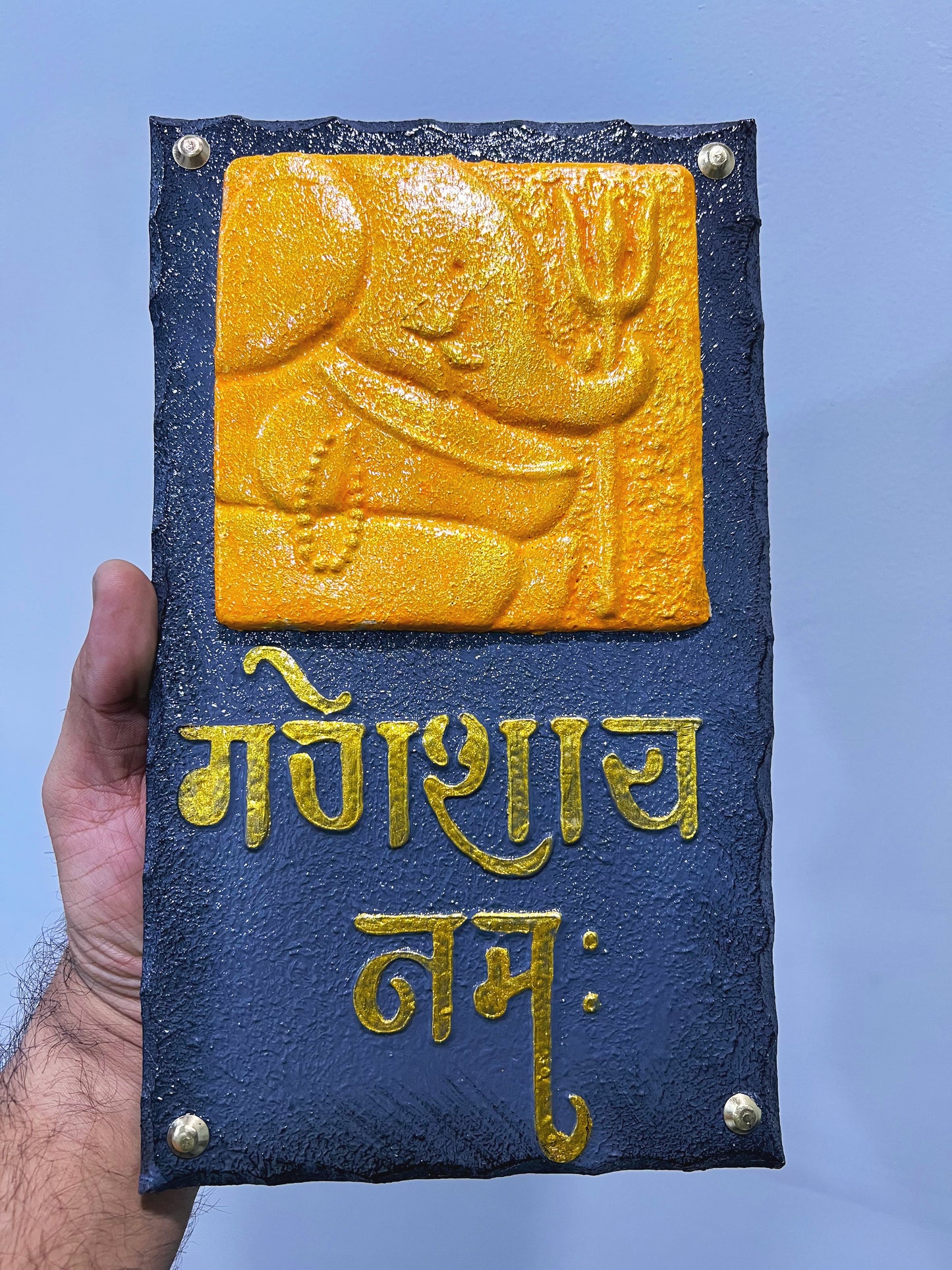 The Bombay Craft House™ Lord Ganesha 3D Mural Wall-Art with Texture Mantra For Home Decor.