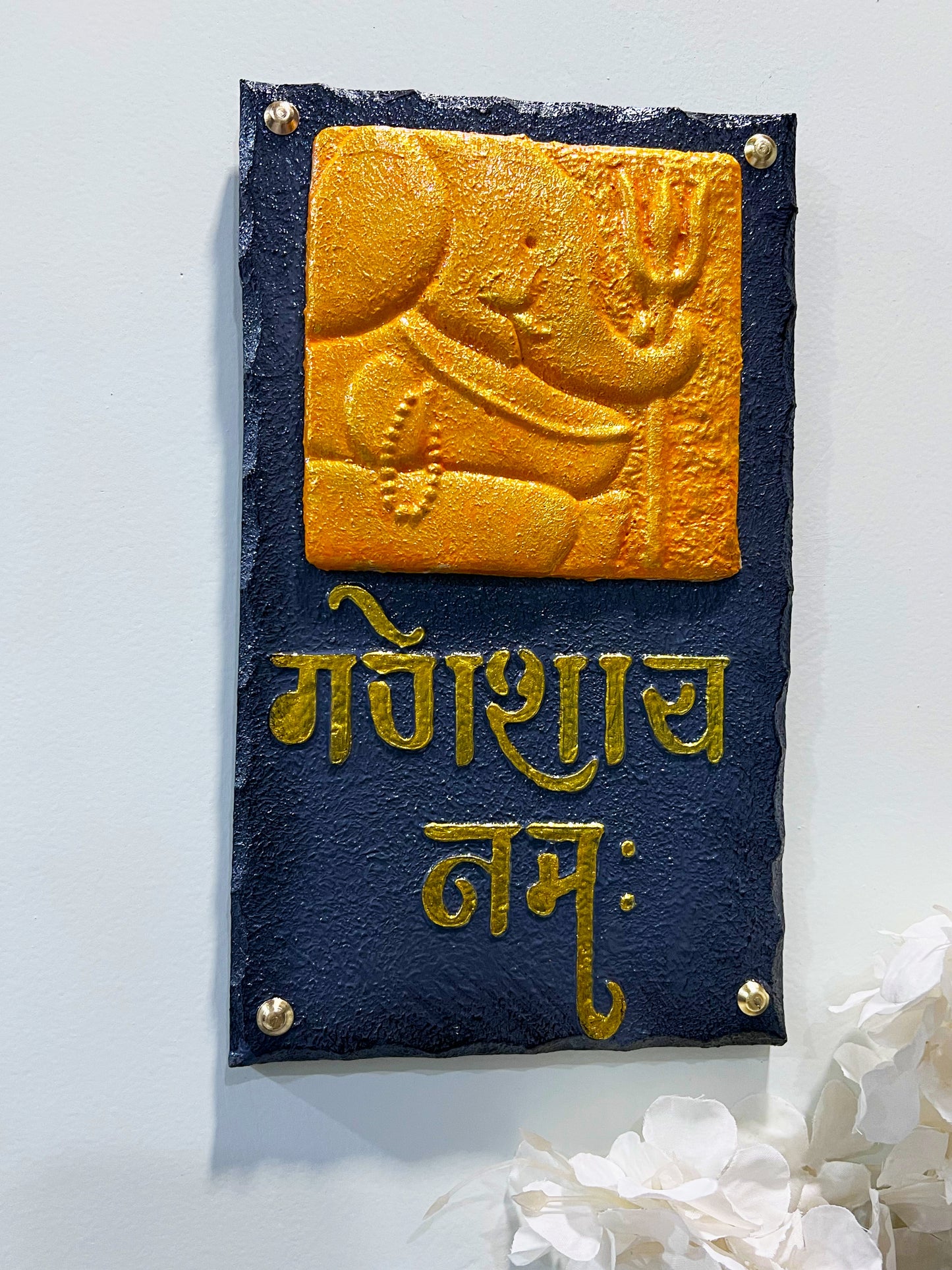 The Bombay Craft House™ Lord Ganesha 3D Mural Wall-Art with Texture Mantra For Home Decor.