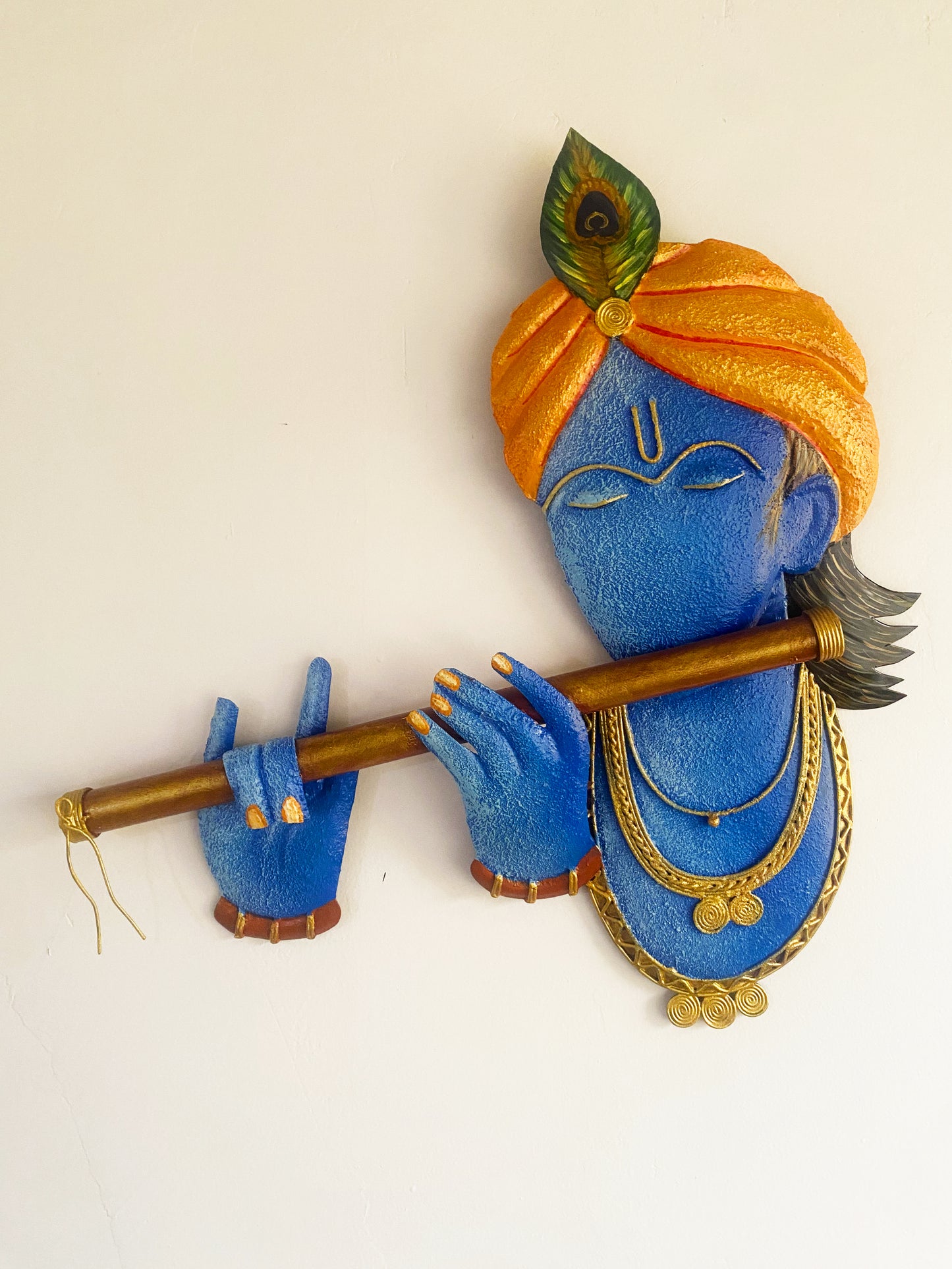 The Bombay Craft House™ Bansuri Krishna Metal Wall Art, Multicolour, Wall Hanging For Home Decor.