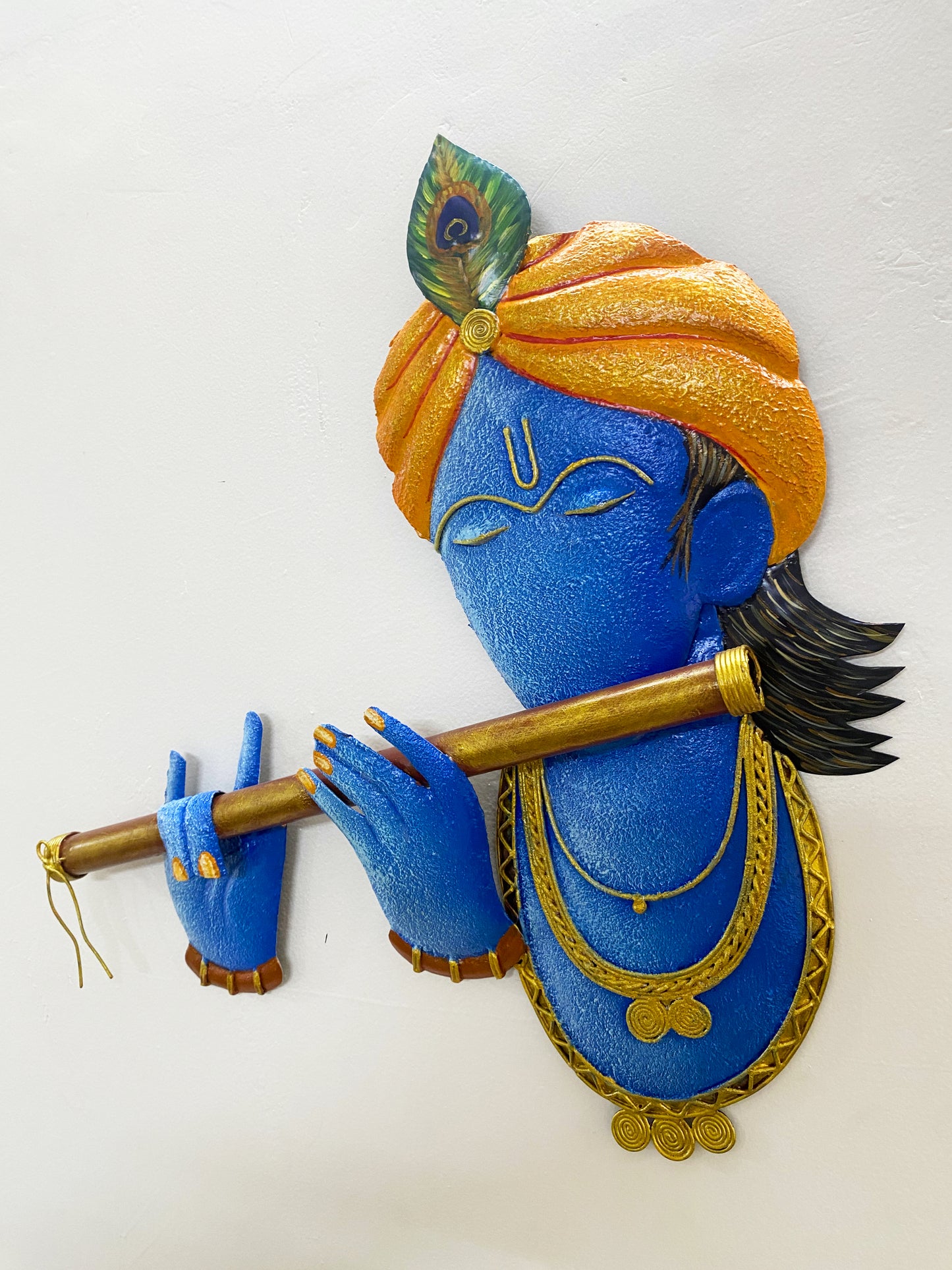 The Bombay Craft House™ Bansuri Krishna Metal Wall Art, Multicolour, Wall Hanging For Home Decor.