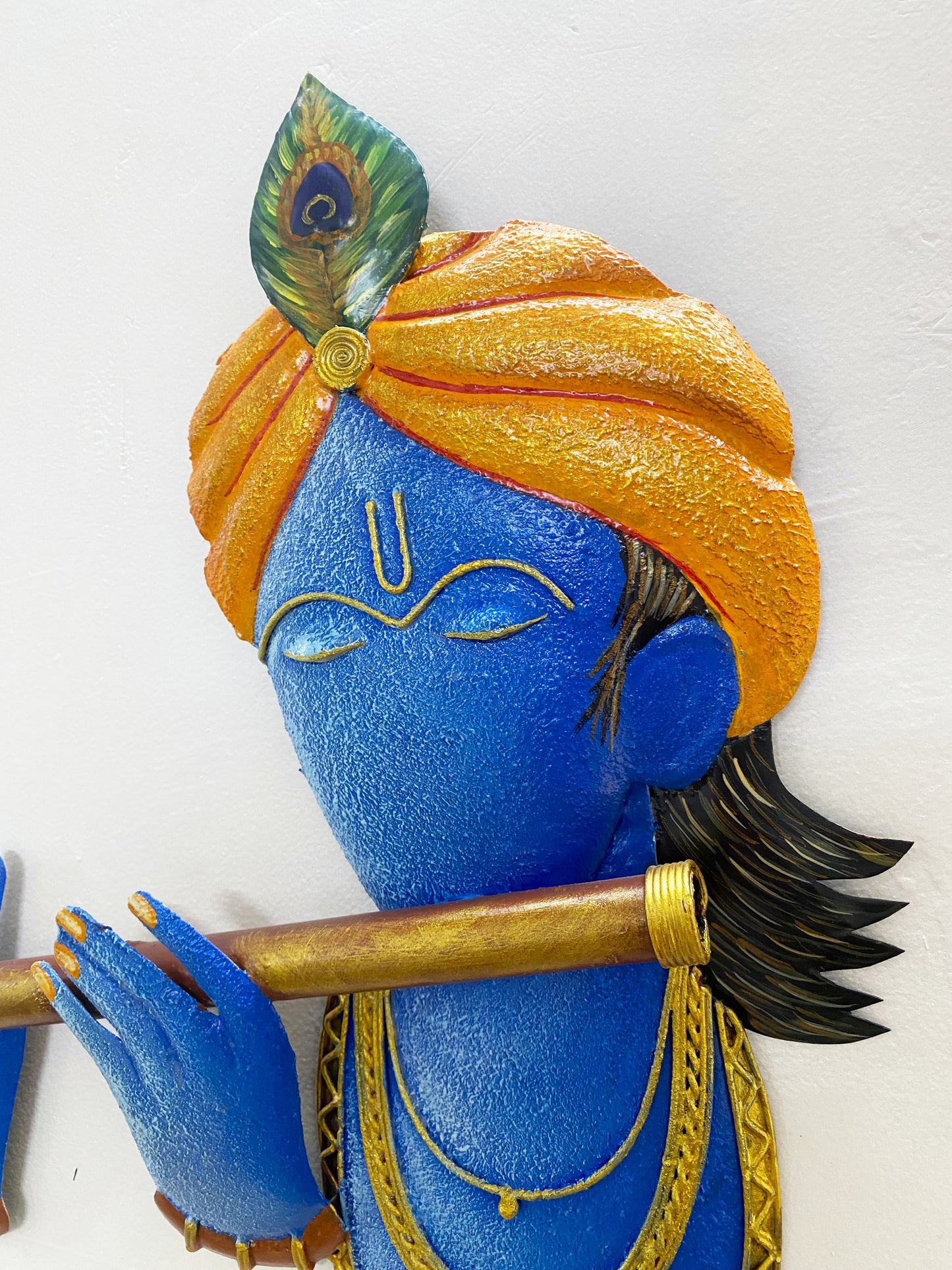 The Bombay Craft House™ Bansuri Krishna Metal Wall Art, Multicolour, Wall Hanging For Home Decor.