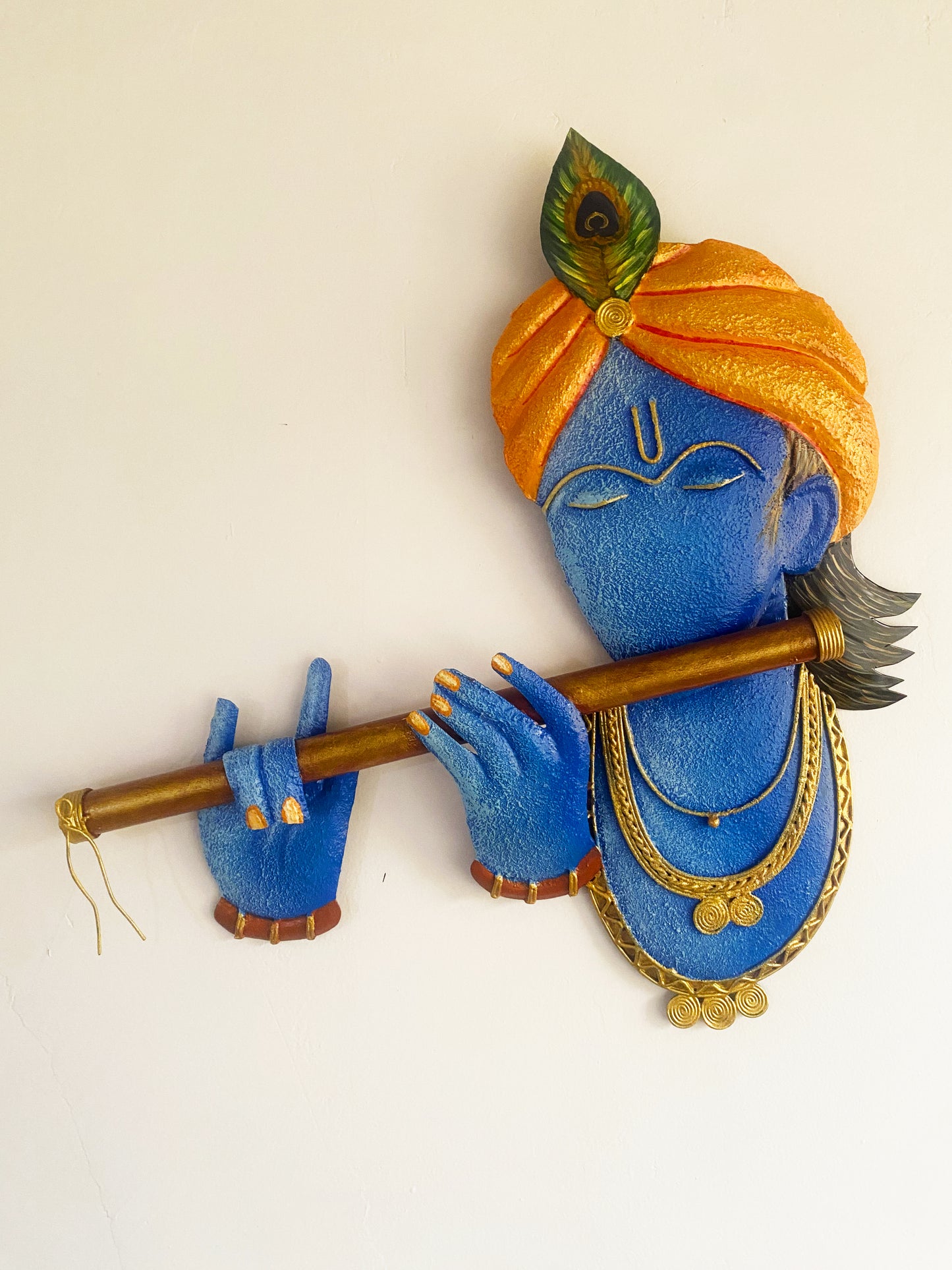 The Bombay Craft House™ Bansuri Krishna Metal Wall Art, Multicolour, Wall Hanging For Home Decor.