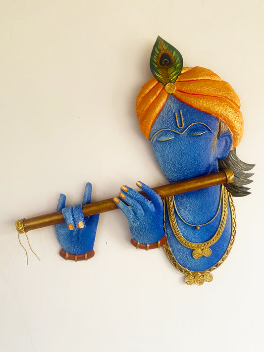 The Bombay Craft House™ Bansuri Krishna Metal Wall Art, Multicolour, Wall Hanging For Home Decor.