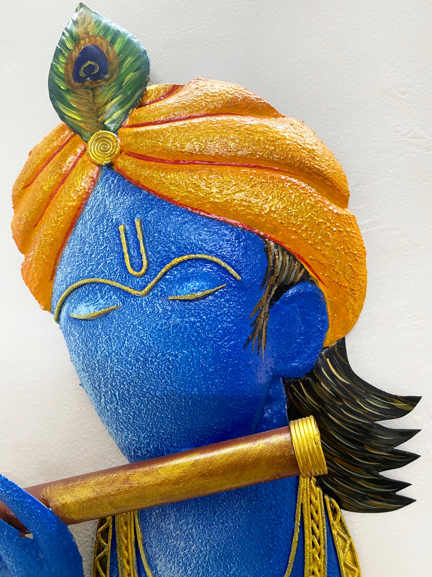 The Bombay Craft House™ Bansuri Krishna Metal Wall Art, Multicolour, Wall Hanging For Home Decor.