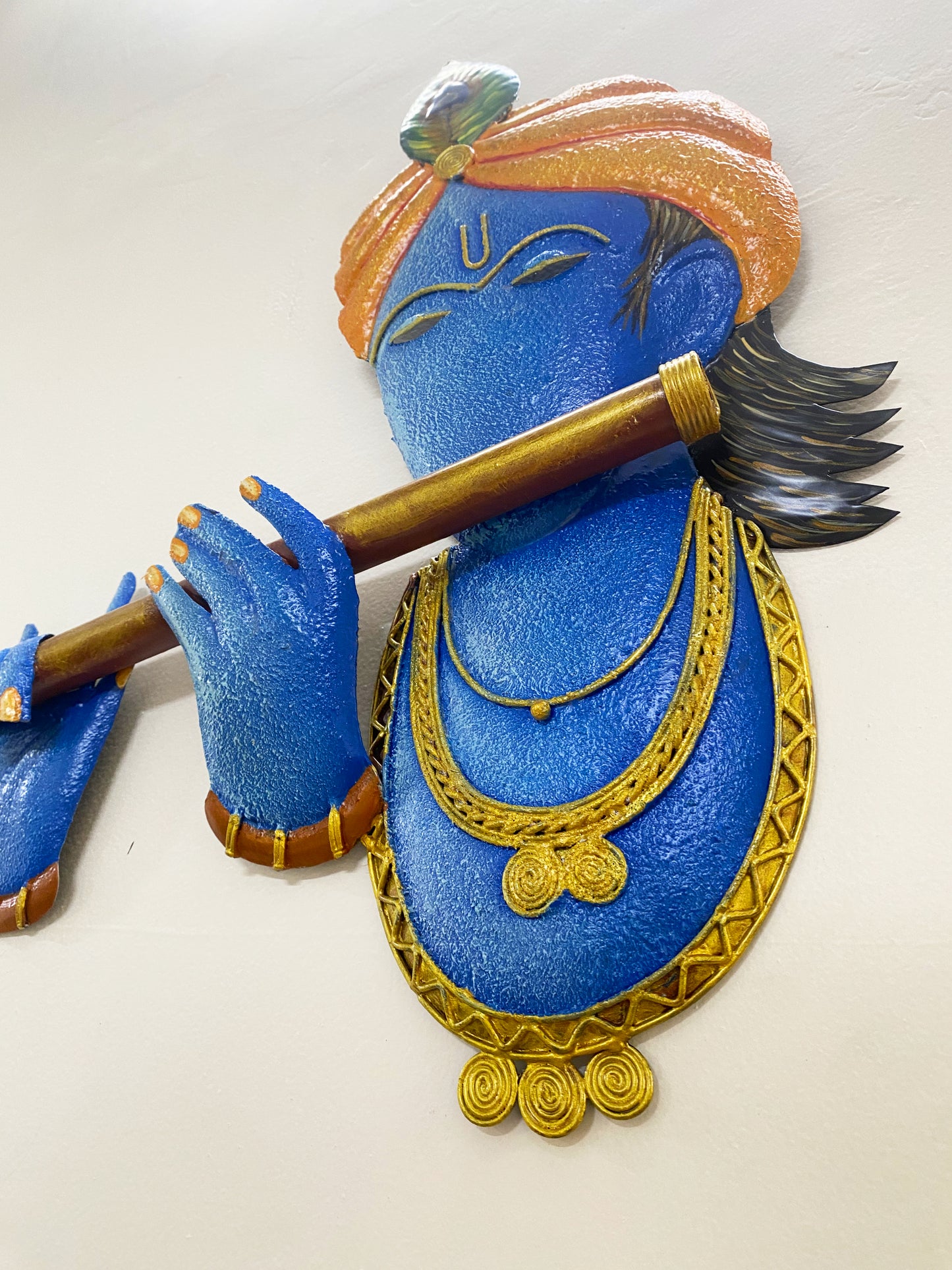 The Bombay Craft House™ Bansuri Krishna Metal Wall Art, Multicolour, Wall Hanging For Home Decor.