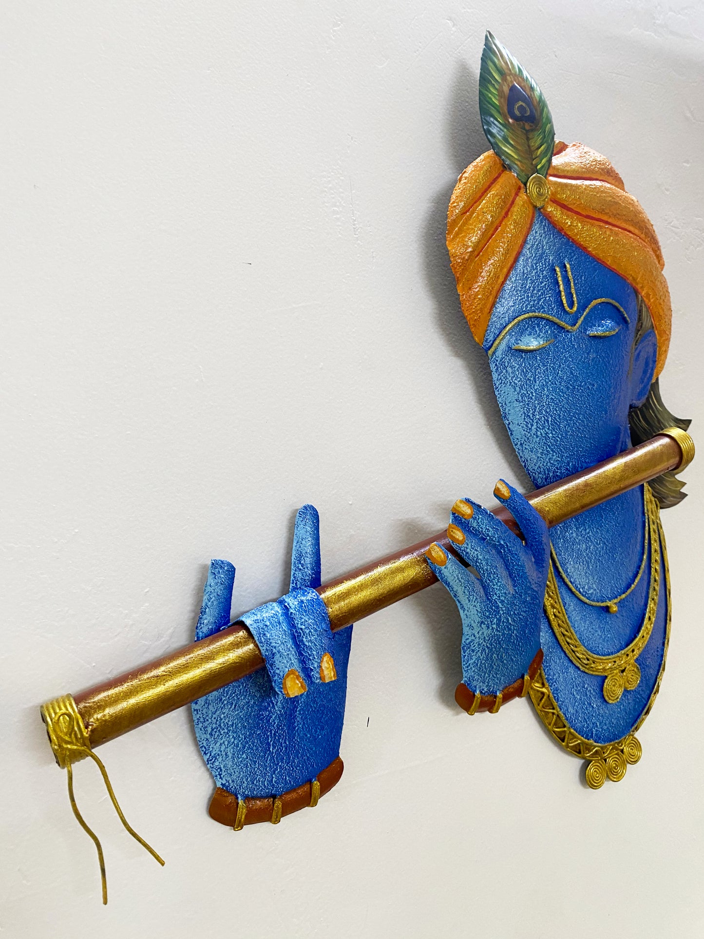 The Bombay Craft House™ Bansuri Krishna Metal Wall Art, Multicolour, Wall Hanging For Home Decor.